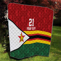 Zimbabwe Cricket Custom Quilt Zimbabwean Pattern Flag Motif - Wonder Print Shop