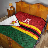 Zimbabwe Cricket Custom Quilt Zimbabwean Pattern Flag Motif - Wonder Print Shop