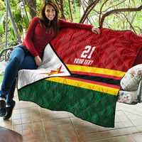Zimbabwe Cricket Custom Quilt Zimbabwean Pattern Flag Motif - Wonder Print Shop
