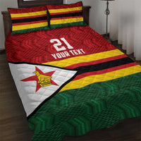 Zimbabwe Cricket Custom Quilt Bed Set Zimbabwean Pattern Flag Motif - Wonder Print Shop