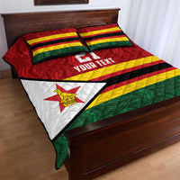 Zimbabwe Cricket Custom Quilt Bed Set Zimbabwean Pattern Flag Motif - Wonder Print Shop