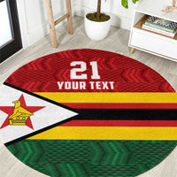 Zimbabwe Cricket Custom Round Carpet Zimbabwean Pattern Flag Motif - Wonder Print Shop