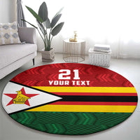 Zimbabwe Cricket Custom Round Carpet Zimbabwean Pattern Flag Motif - Wonder Print Shop