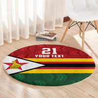 Zimbabwe Cricket Custom Round Carpet Zimbabwean Pattern Flag Motif - Wonder Print Shop