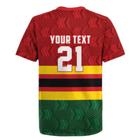 Zimbabwe Cricket Custom Rugby Jersey Zimbabwean Pattern Flag Motif - Wonder Print Shop