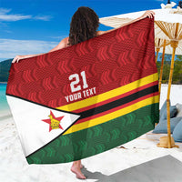 Zimbabwe Cricket Custom Sarong Zimbabwean Pattern Flag Motif - Wonder Print Shop