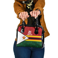 Zimbabwe Cricket Custom Shoulder Handbag Zimbabwean Pattern Flag Motif - Wonder Print Shop