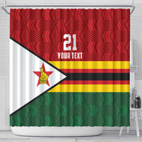 Zimbabwe Cricket Custom Shower Curtain Zimbabwean Pattern Flag Motif - Wonder Print Shop