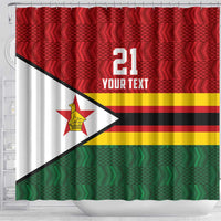 Zimbabwe Cricket Custom Shower Curtain Zimbabwean Pattern Flag Motif - Wonder Print Shop