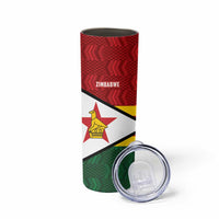 Zimbabwe Cricket Custom Skinny Tumbler Zimbabwean Pattern Flag Motif - Wonder Print Shop