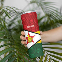Zimbabwe Cricket Custom Skinny Tumbler Zimbabwean Pattern Flag Motif - Wonder Print Shop