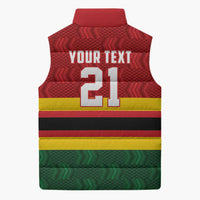 Zimbabwe Cricket Custom Sleeveless Puffer Jacket Zimbabwean Pattern Flag Motif - Wonder Print Shop