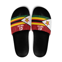 Zimbabwe Cricket Custom Slide Sandals Zimbabwean Pattern Flag Motif - Wonder Print Shop