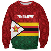 Zimbabwe Cricket Custom Sweatshirt Zimbabwean Pattern Flag Motif - Wonder Print Shop