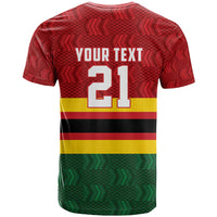 Zimbabwe Cricket Custom T Shirt Zimbabwean Pattern Flag Motif - Wonder Print Shop
