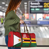 Zimbabwe Cricket Custom Travel Bag Zimbabwean Pattern Flag Motif - Wonder Print Shop