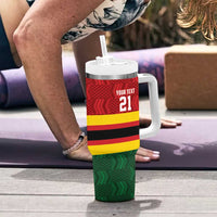 Zimbabwe Cricket Custom Tumbler With Handle Zimbabwean Pattern Flag Motif - Wonder Print Shop