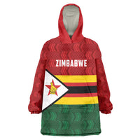 Zimbabwe Cricket Custom Wearable Blanket Hoodie Zimbabwean Pattern Flag Motif - Wonder Print Shop