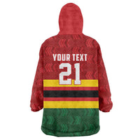 Zimbabwe Cricket Custom Wearable Blanket Hoodie Zimbabwean Pattern Flag Motif - Wonder Print Shop