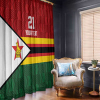 Zimbabwe Cricket Custom Window Curtain Zimbabwean Pattern Flag Motif - Wonder Print Shop