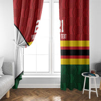 Zimbabwe Cricket Custom Window Curtain Zimbabwean Pattern Flag Motif - Wonder Print Shop