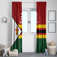 Zimbabwe Cricket Custom Window Curtain Zimbabwean Pattern Flag Motif - Wonder Print Shop