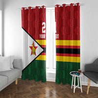 Zimbabwe Cricket Custom Window Curtain Zimbabwean Pattern Flag Motif - Wonder Print Shop