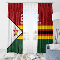 Zimbabwe Cricket Custom Window Curtain Zimbabwean Pattern Flag Motif - Wonder Print Shop
