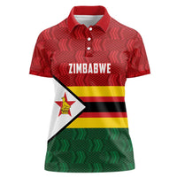 Zimbabwe Cricket Custom Women Polo Shirt Zimbabwean Pattern Flag Motif - Wonder Print Shop