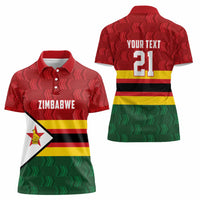 Zimbabwe Cricket Custom Women Polo Shirt Zimbabwean Pattern Flag Motif - Wonder Print Shop