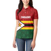 Zimbabwe Cricket Custom Women Polo Shirt Zimbabwean Pattern Flag Motif - Wonder Print Shop