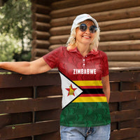 Zimbabwe Cricket Custom Women Polo Shirt Zimbabwean Pattern Flag Motif - Wonder Print Shop
