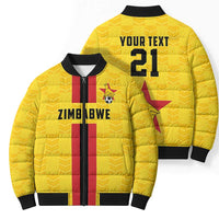 Zimbabwe Football Custom Bomber Puffer Jacket The Warriors with Zimbabwe Bird - Wonder Print Shop