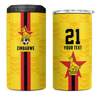 Zimbabwe Football Custom 4 in 1 Can Cooler Tumbler The Warriors with Zimbabwe Bird - Wonder Print Shop
