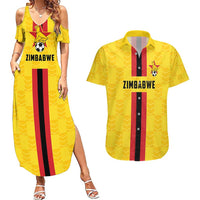Zimbabwe Football Custom Couples Matching Summer Maxi Dress and Hawaiian Shirt The Warriors with Zimbabwe Bird - Wonder Print Shop