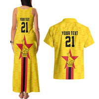 Zimbabwe Football Custom Couples Matching Tank Maxi Dress and Hawaiian Shirt The Warriors with Zimbabwe Bird - Wonder Print Shop