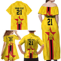 Zimbabwe Football Custom Family Matching Off Shoulder Maxi Dress and Hawaiian Shirt The Warriors with Zimbabwe Bird - Wonder Print Shop