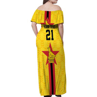 Zimbabwe Football Custom Family Matching Off Shoulder Maxi Dress and Hawaiian Shirt The Warriors with Zimbabwe Bird - Wonder Print Shop