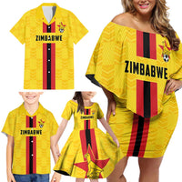 Zimbabwe Football Custom Family Matching Off Shoulder Short Dress and Hawaiian Shirt The Warriors with Zimbabwe Bird - Wonder Print Shop