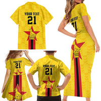 Zimbabwe Football Custom Family Matching Short Sleeve Bodycon Dress and Hawaiian Shirt The Warriors with Zimbabwe Bird - Wonder Print Shop