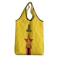 Zimbabwe Football Custom Grocery Bag The Warriors with Zimbabwe Bird - Wonder Print Shop