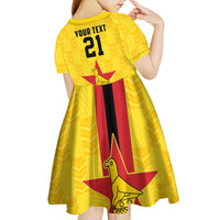 Zimbabwe Football Custom Kid Short Sleeve Dress The Warriors with Zimbabwe Bird - Wonder Print Shop