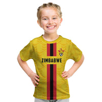 Zimbabwe Football Custom Kid T Shirt The Warriors with Zimbabwe Bird - Wonder Print Shop