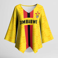 Zimbabwe Football Custom Kimono Sleeve Blouse The Warriors with Zimbabwe Bird - Wonder Print Shop