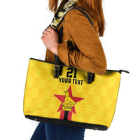 Zimbabwe Football Custom Leather Tote Bag The Warriors with Zimbabwe Bird - Wonder Print Shop
