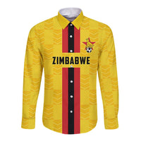 Zimbabwe Football Custom Long Sleeve Button Shirt The Warriors with Zimbabwe Bird - Wonder Print Shop