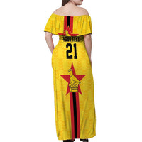 Zimbabwe Football Custom Off Shoulder Maxi Dress The Warriors with Zimbabwe Bird - Wonder Print Shop