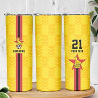 Zimbabwe Football Custom Skinny Tumbler The Warriors with Zimbabwe Bird - Wonder Print Shop