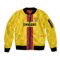 Zimbabwe Football Custom Sleeve Zip Bomber Jacket The Warriors with Zimbabwe Bird - Wonder Print Shop