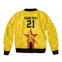 Zimbabwe Football Custom Sleeve Zip Bomber Jacket The Warriors with Zimbabwe Bird - Wonder Print Shop
